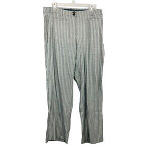 J. Jill Linen Stretch Gray Striped Comfort Waist Pants Business Casual - Size 12